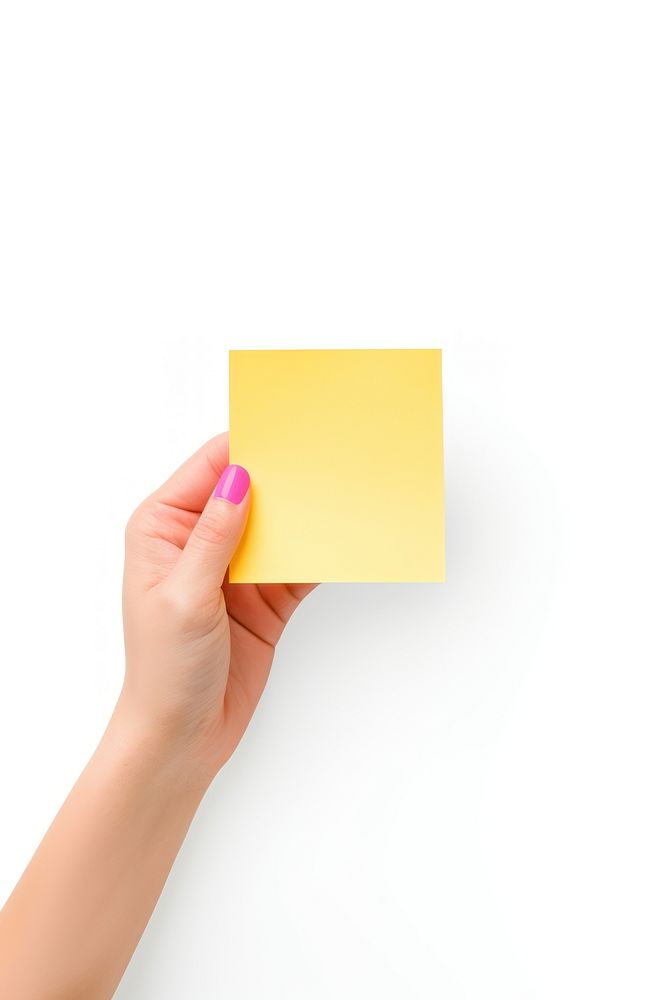 Sticky notes  holding paper hand.