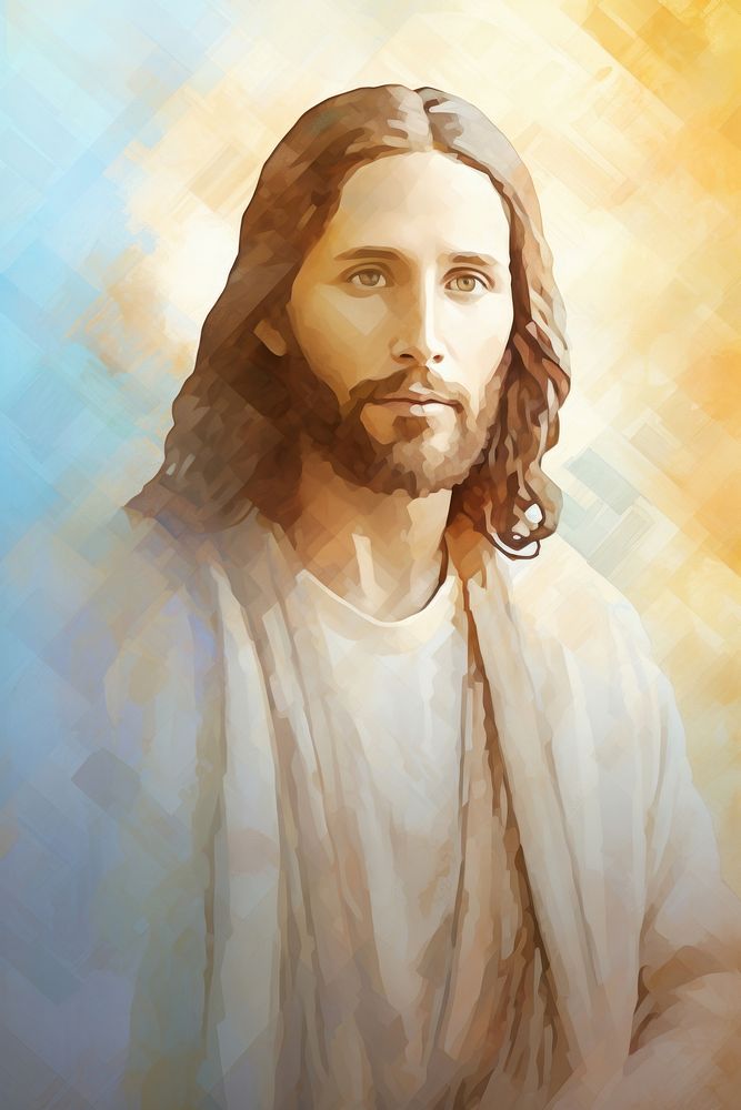Illustration of jesus painting portrait sketch.