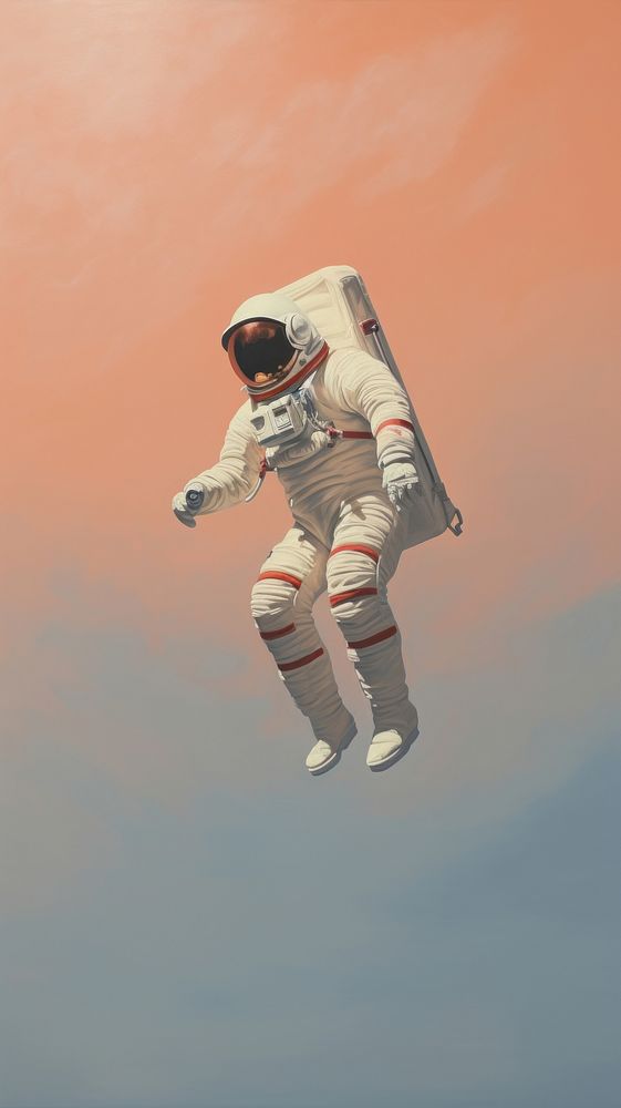 Minimal copy space astronaut adventure transportation parachuting.
