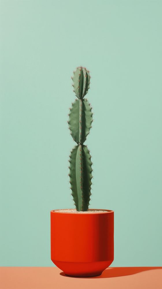 Minimal cactus plant houseplant flowerpot.