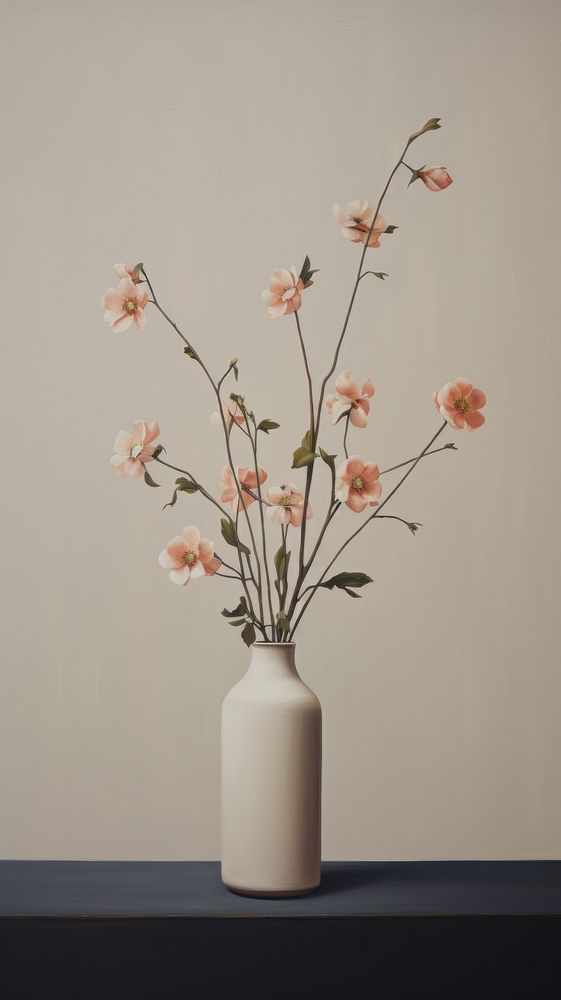 Minimal flowers plant vase art.
