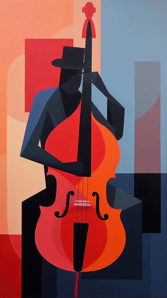 Minimal jazz music painting cello performance.