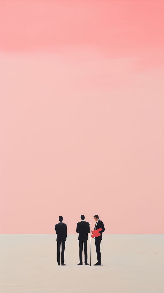 Minimal music band standing outdoors sky.