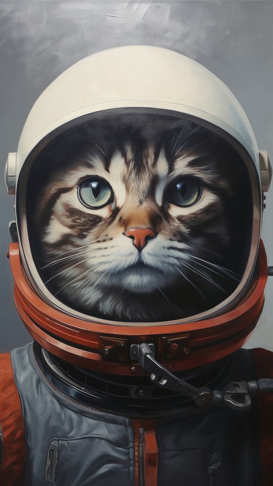 Minimal space cat astronaut animal mammal.