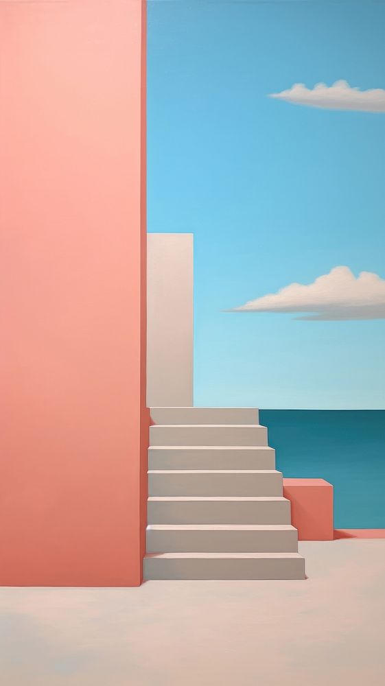 Minimal space beach architecture staircase painting.