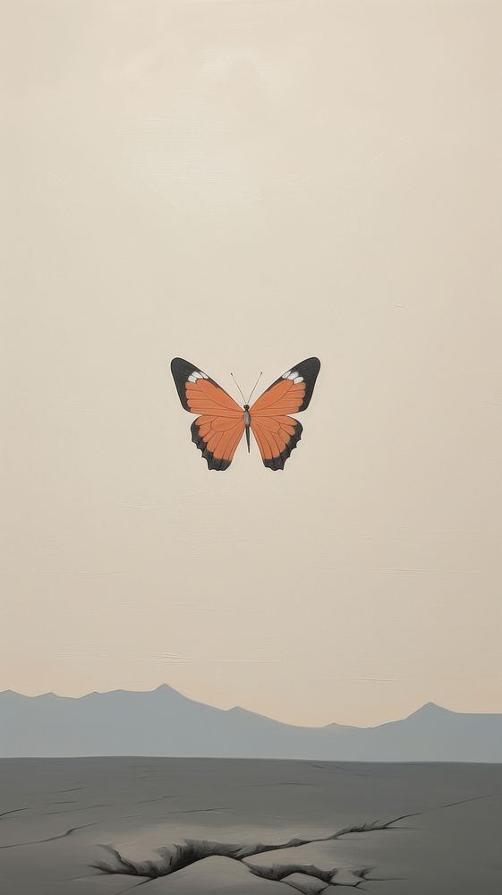 Minimal space butterfly animal insect flying.