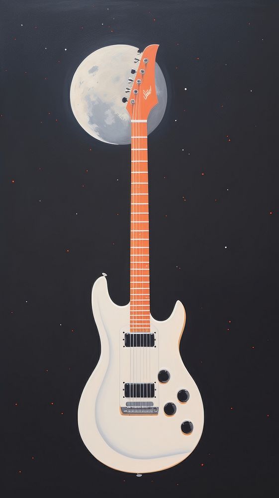 Minimal space guitar night moon creativity.