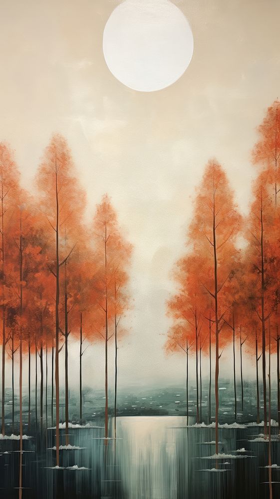 Minimal space forest painting landscape outdoors.