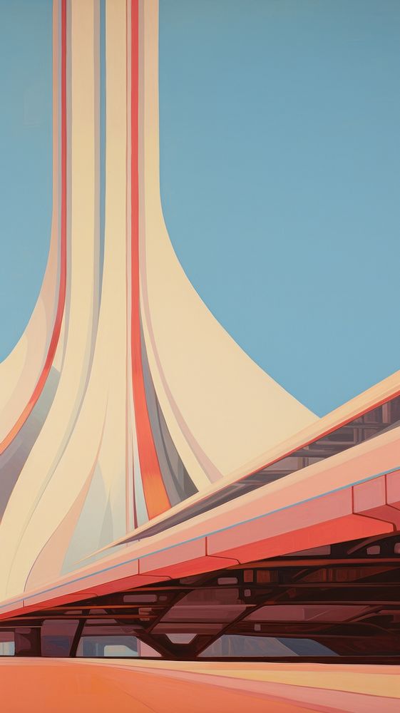 Minimal space mountain architecture painting technology.