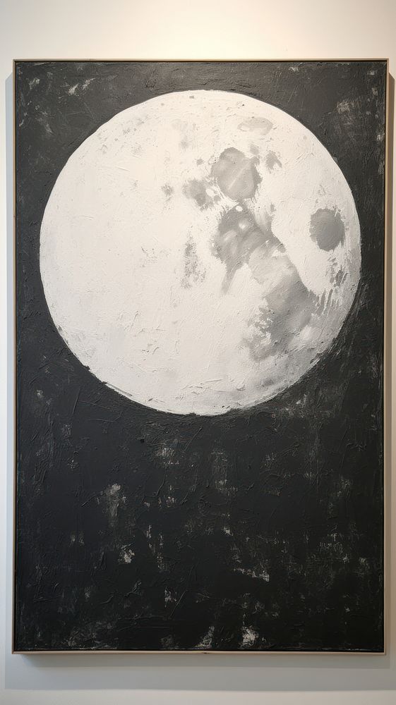 Minimal space moon painting astronomy art.
