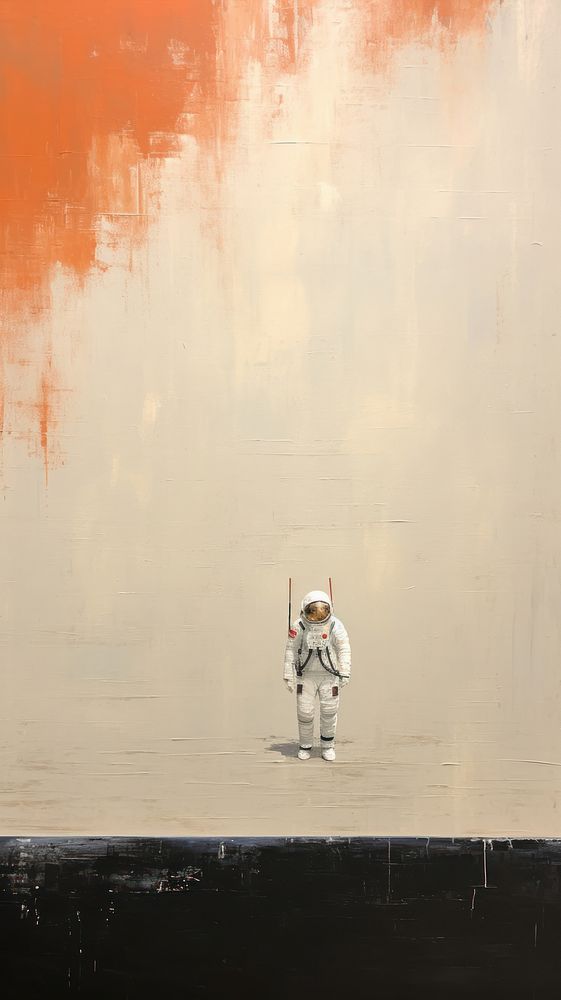 Minimal space space with astronaut painting clothing footwear.
