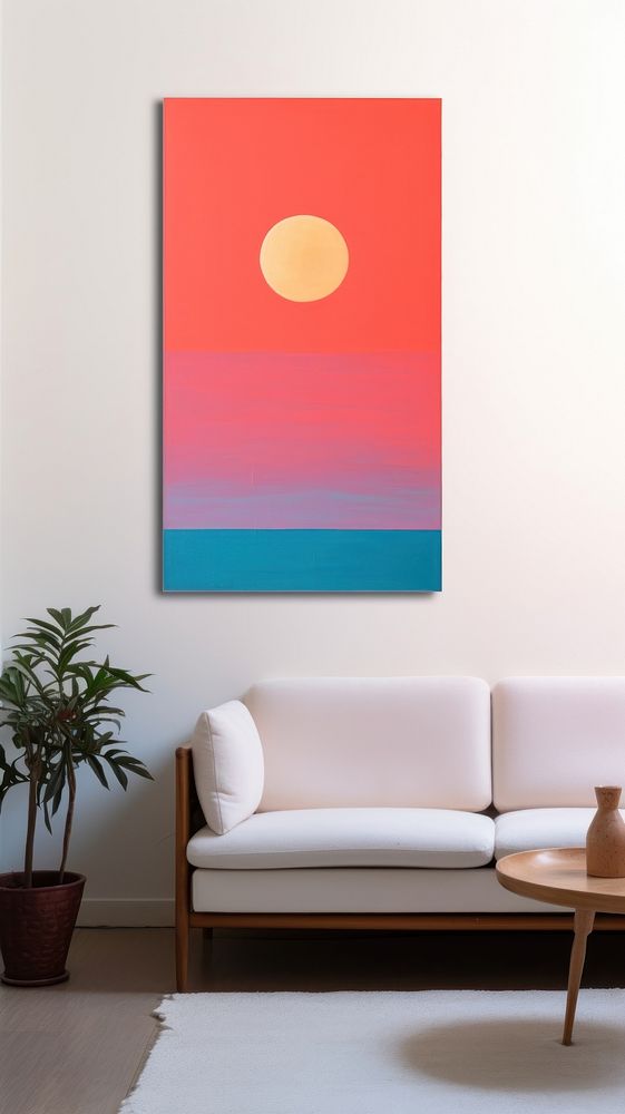 Minimal space sunrise furniture painting tranquility.