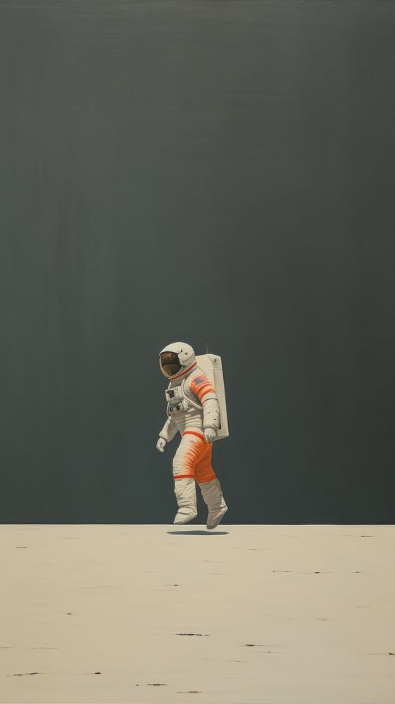 Minimal space with astronaut astronomy standing clothing.