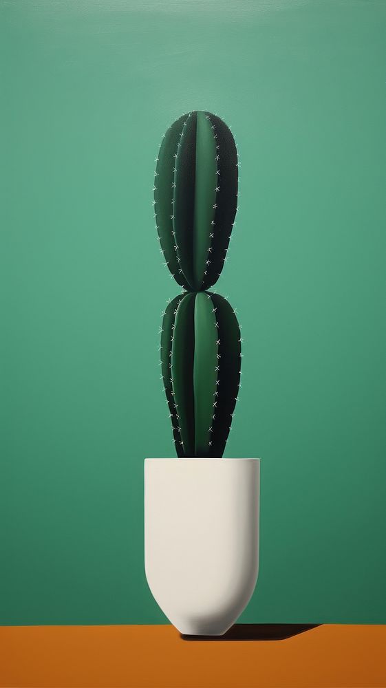 Minimal style cactus plant flowerpot lighting.