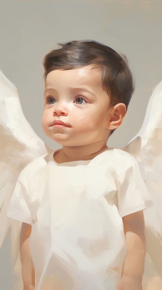 Minimal style baby angel portrait representation photography.