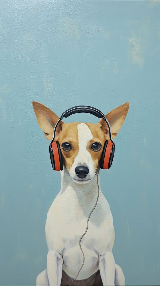 Minimal style dog headphones painting headset.