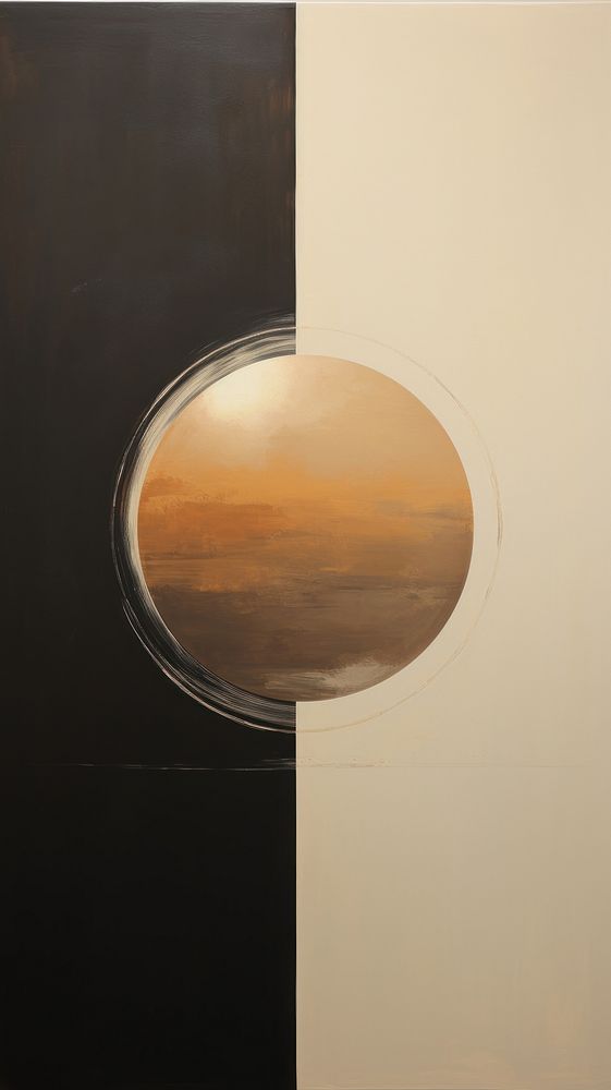 Minimal style earth painting reflection porthole.