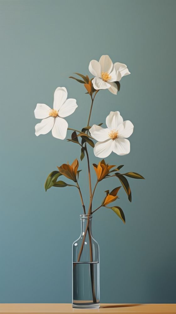 Minimal style flowers blossom plant vase.