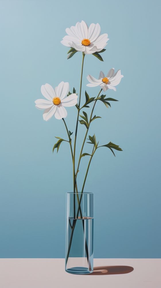 Minimal style flowers plant daisy vase.