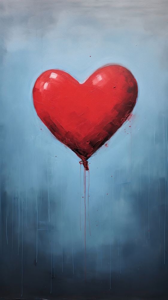 Minimal style heart painting balloon creativity.