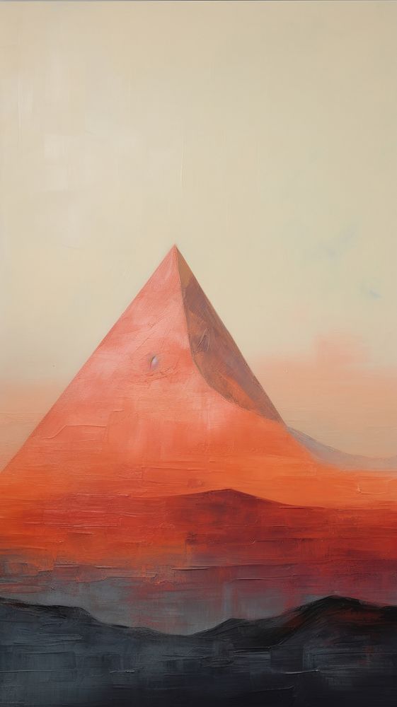 Minimal style mountain painting architecture pyramid.