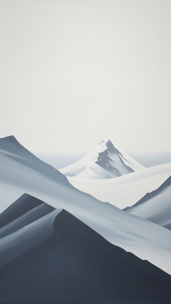 Minimal style mountain winter nature snow tranquility.