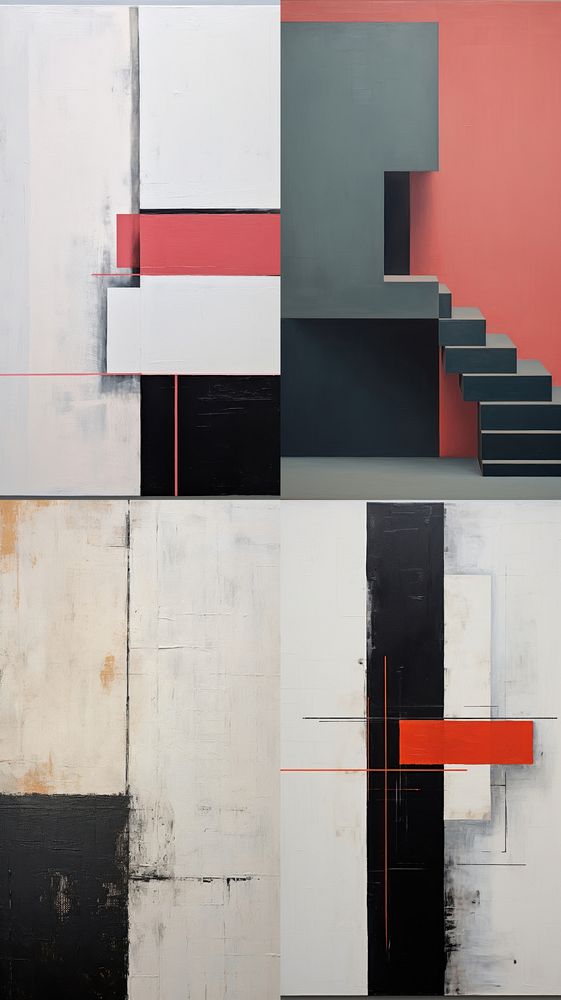 Minimal style mar painting architecture staircase.