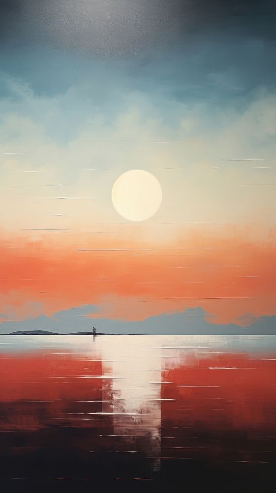 Minimal style sunrise painting outdoors horizon.