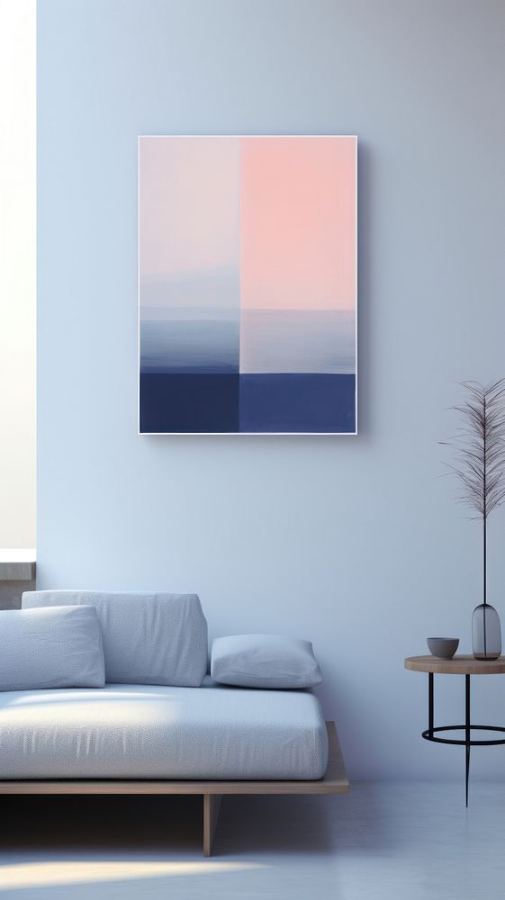 Minimal style winter morning painting furniture wall.