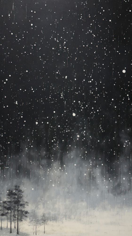 Minimal winter night with snowing outdoors nature star.