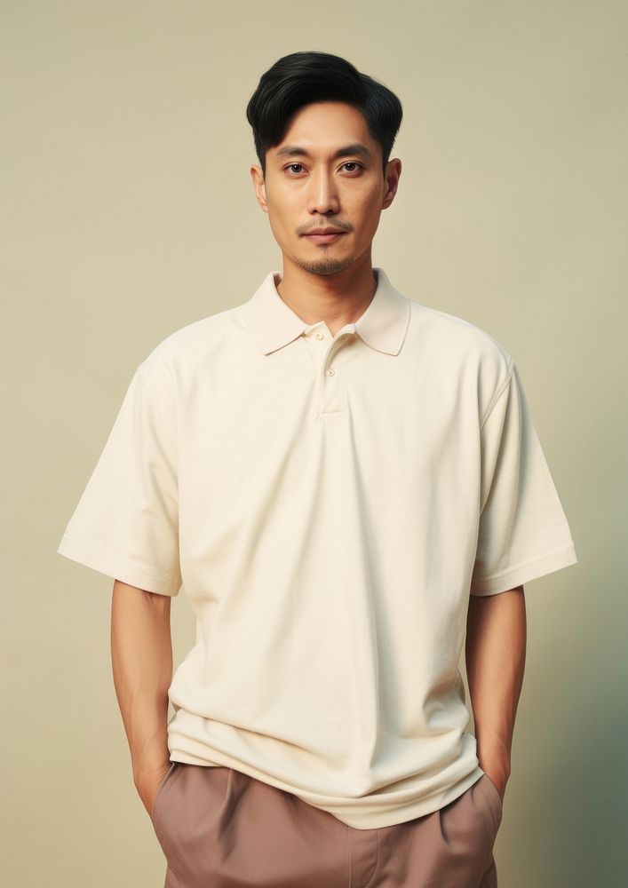 Cream polo shirt  t-shirt fashion sleeve.