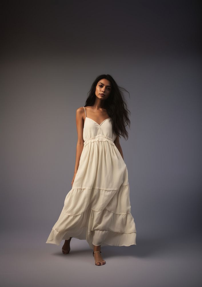 Cream maxi dress fashion adult | Premium Photo - rawpixel
