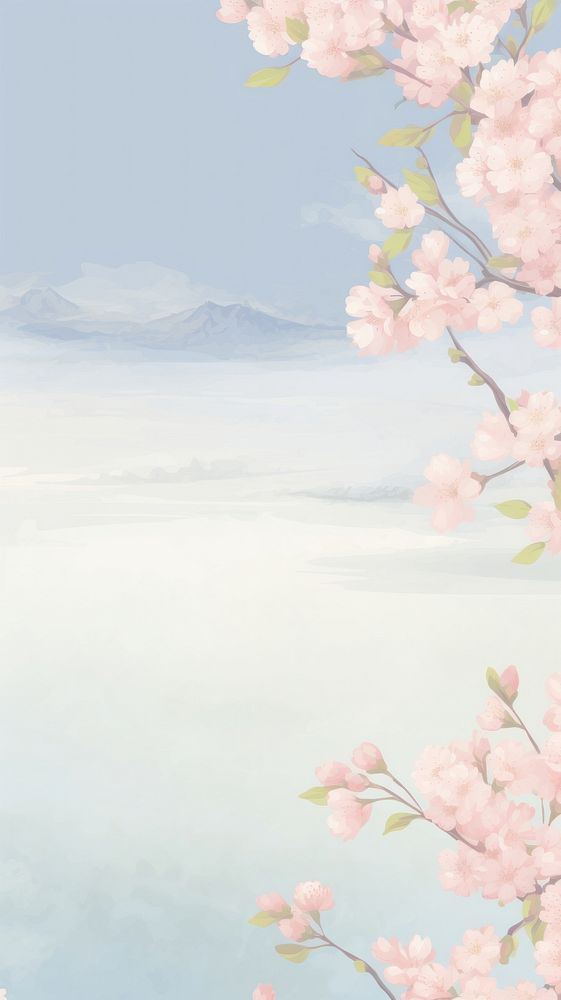 Aesthetic Cherry blossom landscape wallpaper outdoors nature flower.