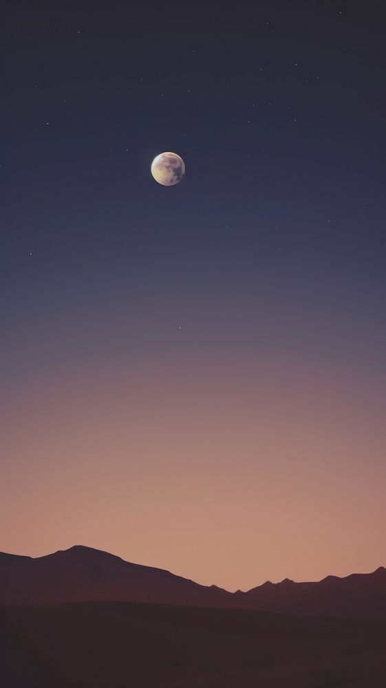 Aesthetic desert landscape wallpaper night moon astronomy.