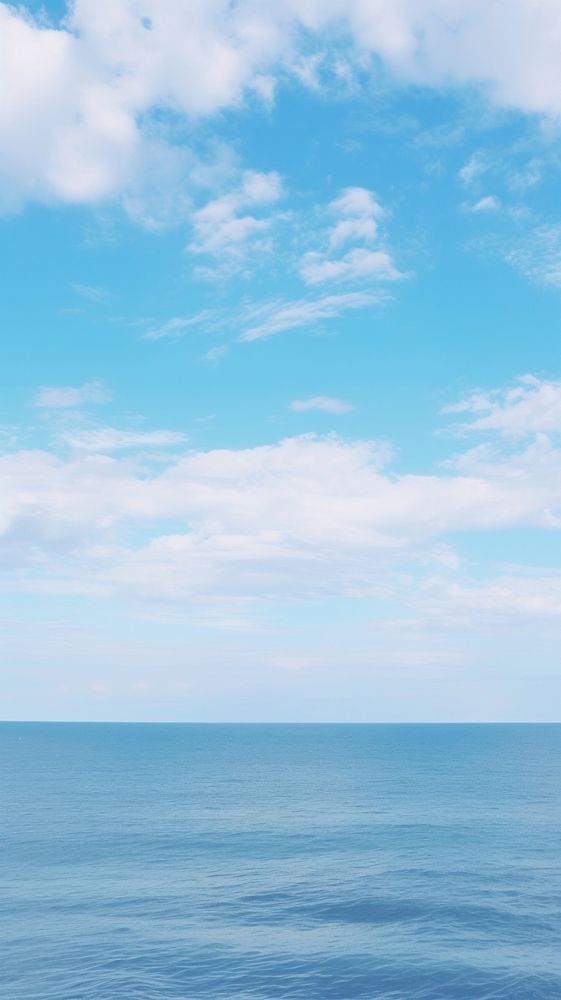 Aesthetic ocean and large blue sky landscape wallpaper outdoors horizon nature.