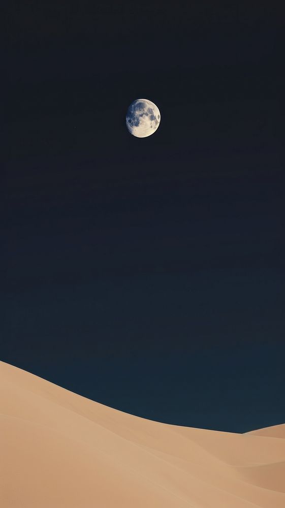 Aesthetic sand dunes landscape wallpaper night moon astronomy.