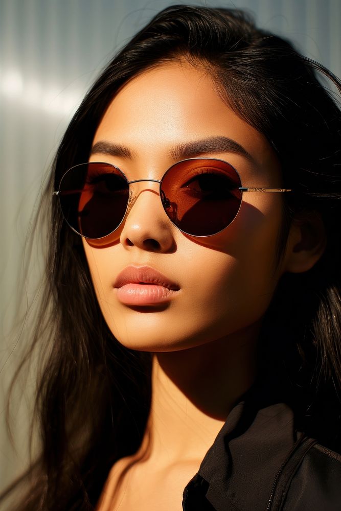 A thai woman wear fashionable sunglasses portrait eyebrow adult. AI generated Image by rawpixel.