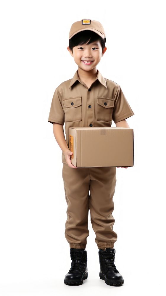 Delivery person cardboard uniform costume. AI generated Image by rawpixel.