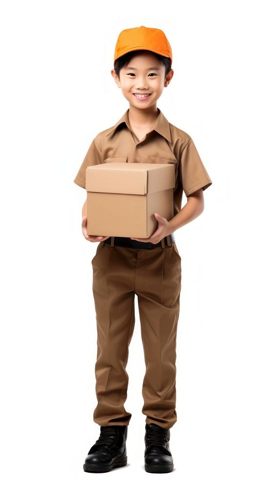 Delivery person accessories cardboard uniform. AI generated Image by rawpixel.