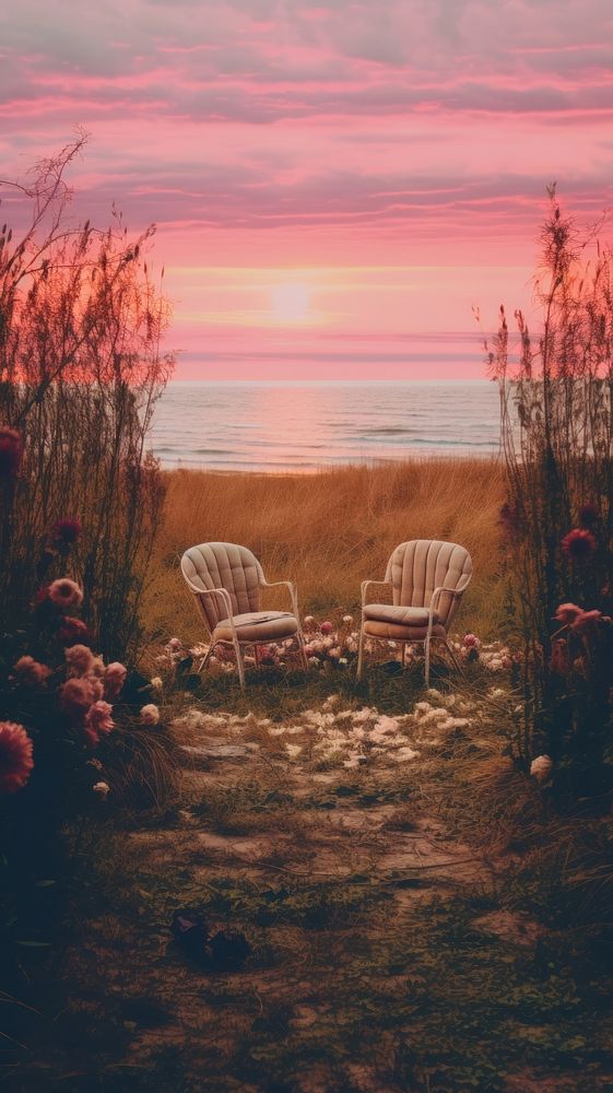  Sunset photography landscape furniture. AI generated Image by rawpixel.