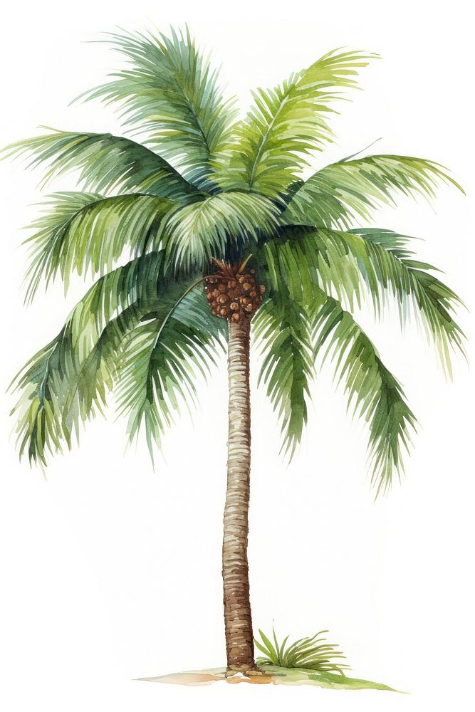 A palm tree tropics plant white background.