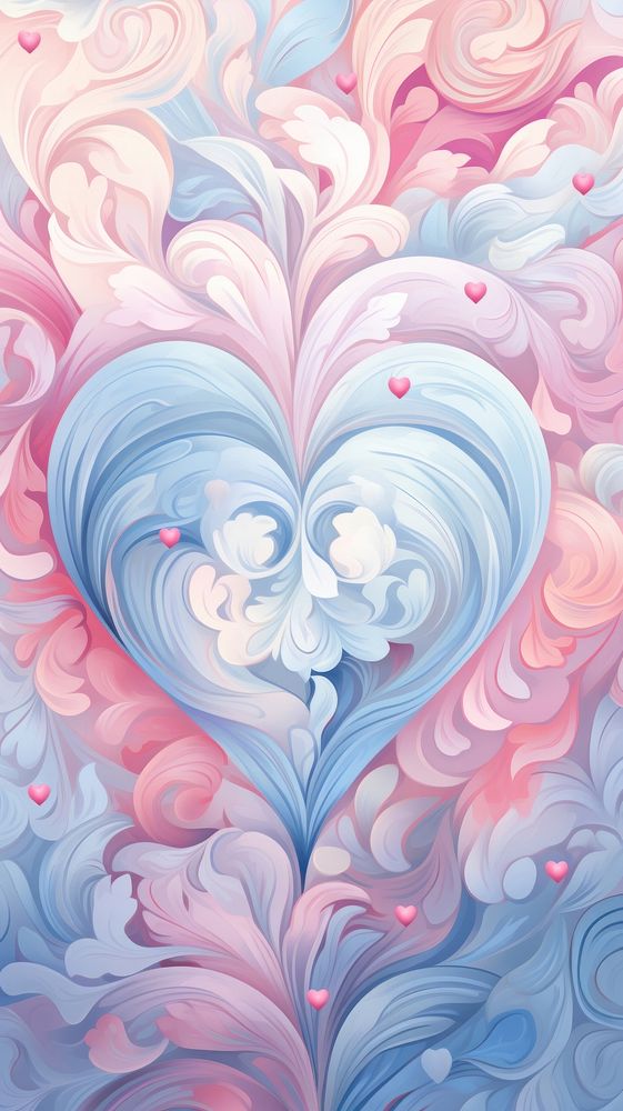  A fluffy heart wallpaper painting pattern backgrounds. AI generated Image by rawpixel.