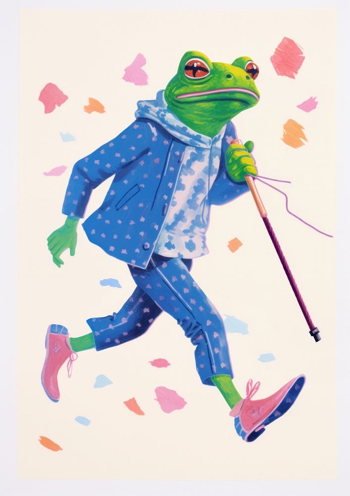 A cartoon Frog holding a selfie stick frog representation photography. AI generated Image by rawpixel.