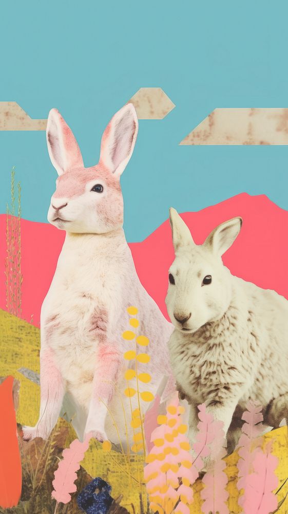  Animal couple livestock kangaroo painting. AI generated Image by rawpixel.