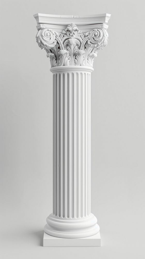 Bas-relief ionic pillar sculpture texture architecture column white.