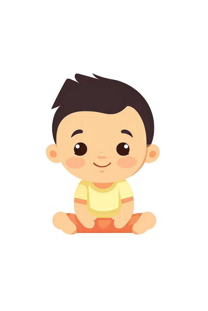 A Young cute asian baby portrait sitting cartoon.
