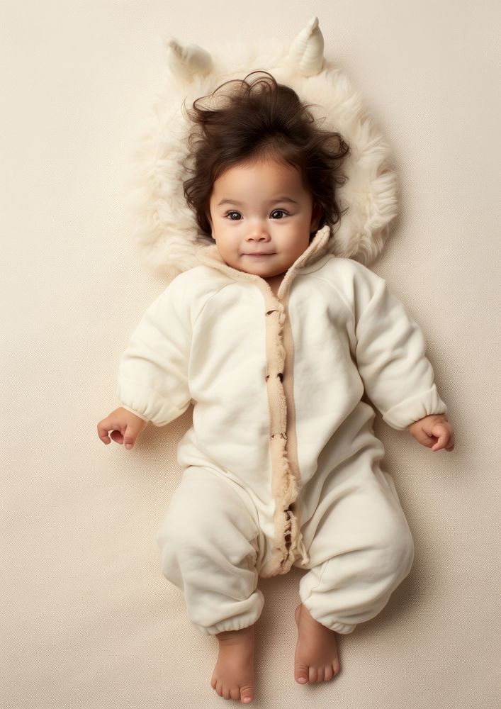 Cream pajamas  baby portrait mammal.
