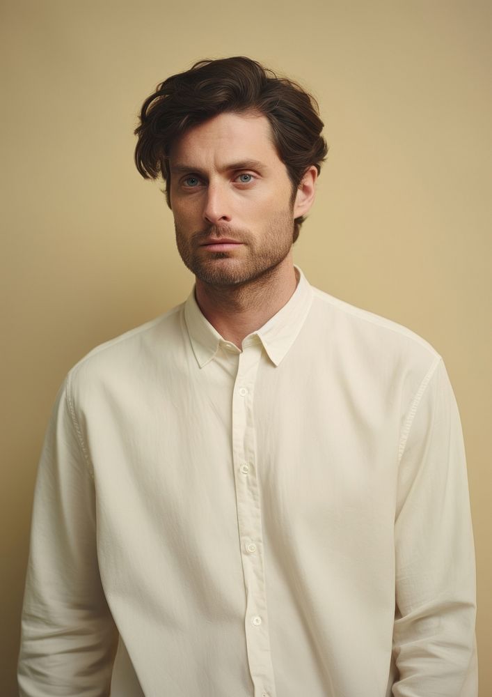 Cream shirt  portrait fashion adult.