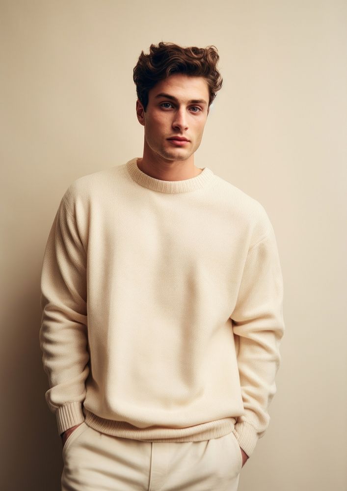Cream sweater  sweatshirt fashion sleeve.