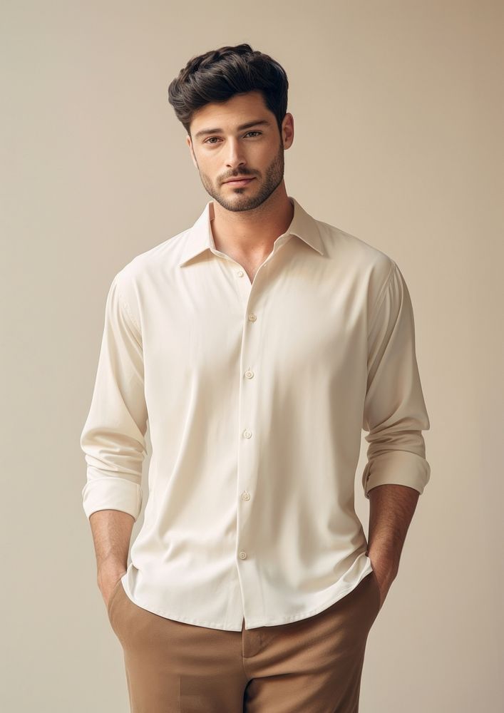Cream shirt  fashion sleeve blouse.